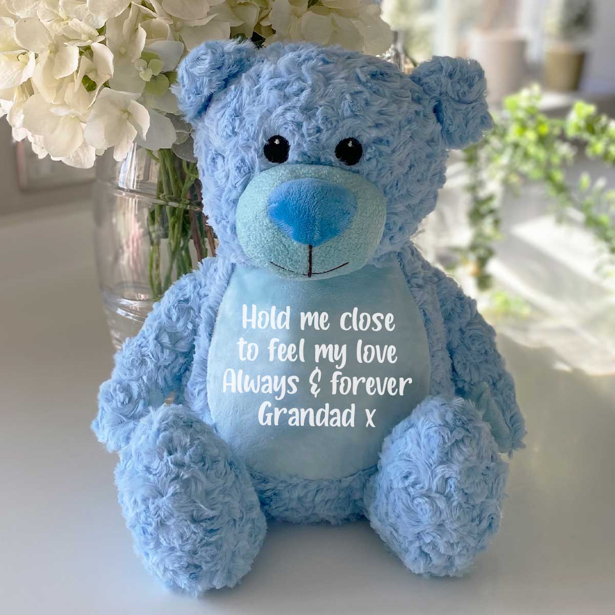 Personalised blue teddy bear on sale