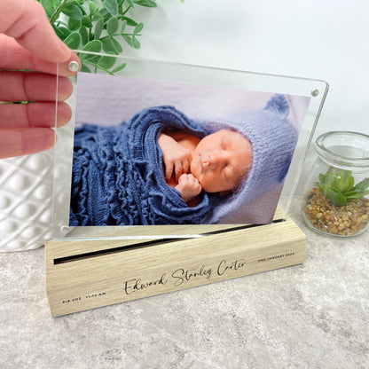 Personalised Angel Baby Wooden Base 6x4" Photo Frame