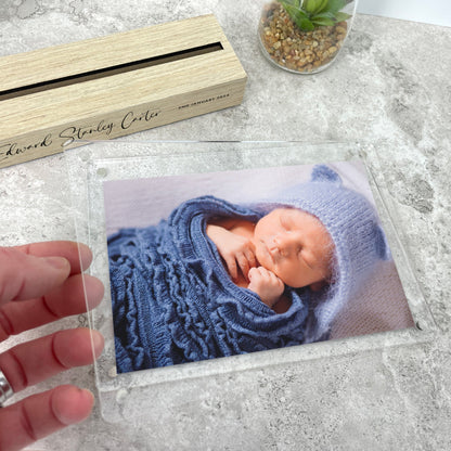 Personalised Angel Baby Wooden Base 6x4" Photo Frame