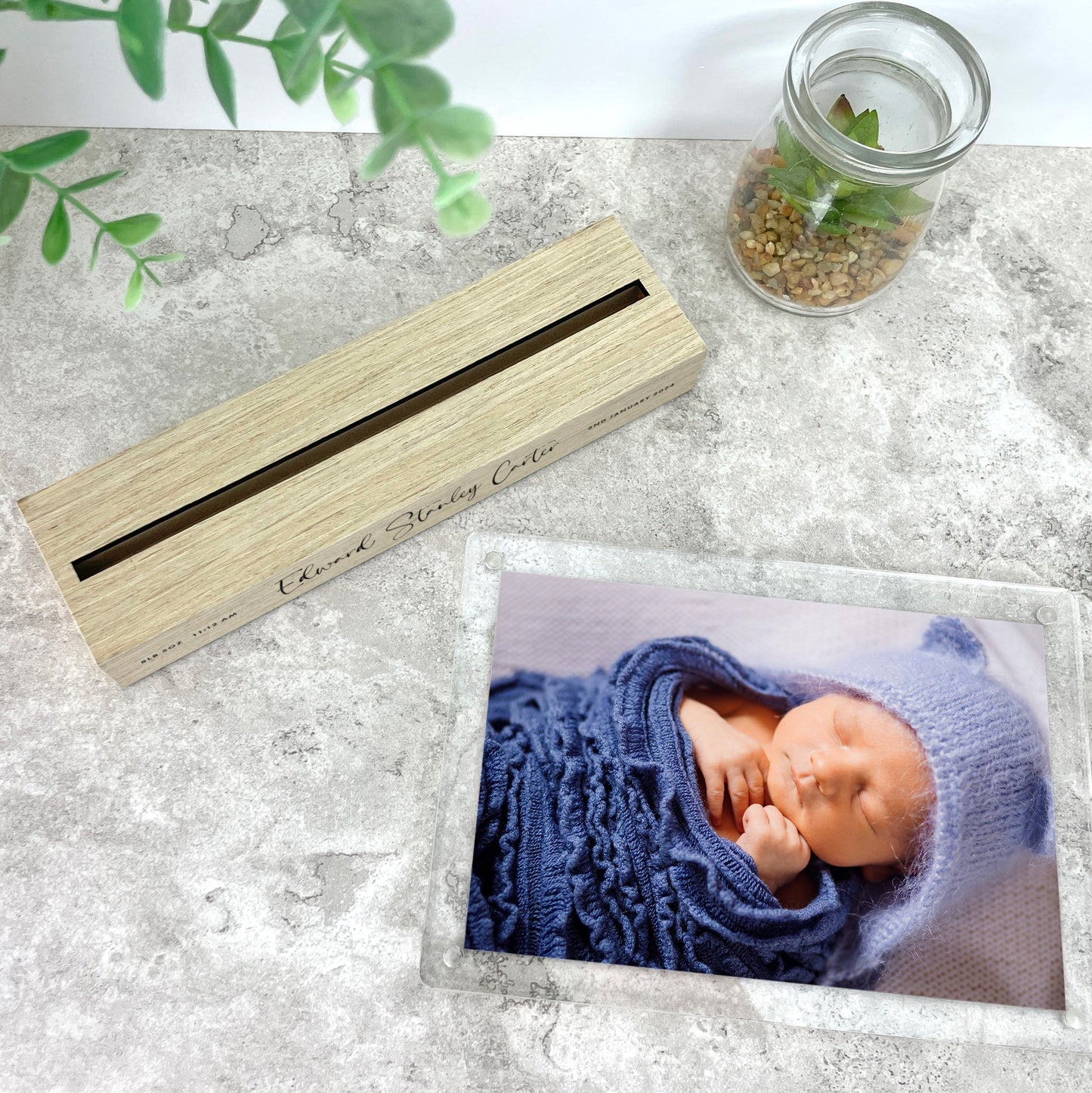 Personalised Angel Baby Wooden Base 6x4" Photo Frame