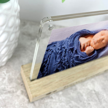 Personalised Angel Baby Wooden Base 6x4" Photo Frame