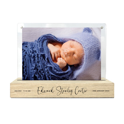 Personalised Angel Baby Wooden Base 6x4" Photo Frame