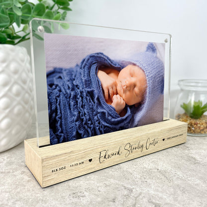 Personalised Angel Baby Wooden Base 6x4" Photo Frame