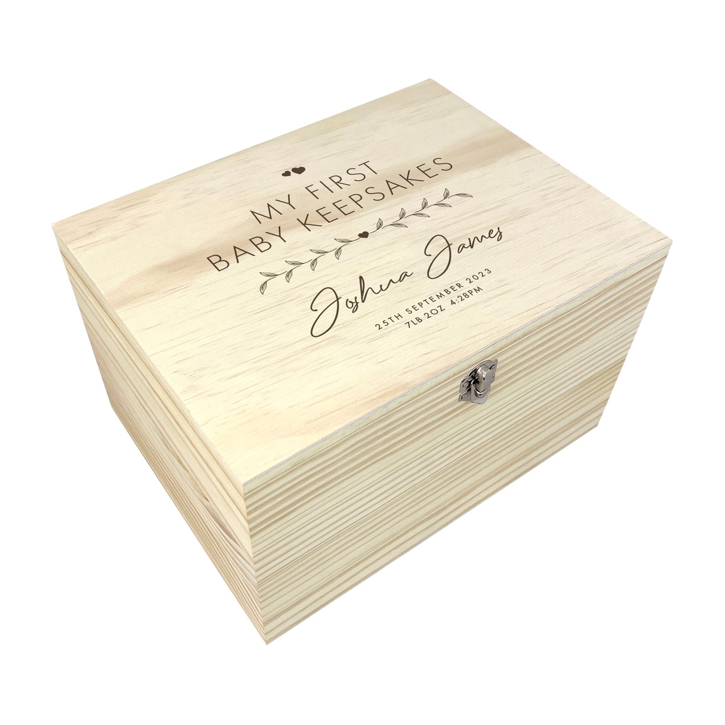 Personalised Pine Wooden Any Message Keepsake Memory Box - 5 Sizes (16cm | 20cm | 26cm | 30cm | 36cm)