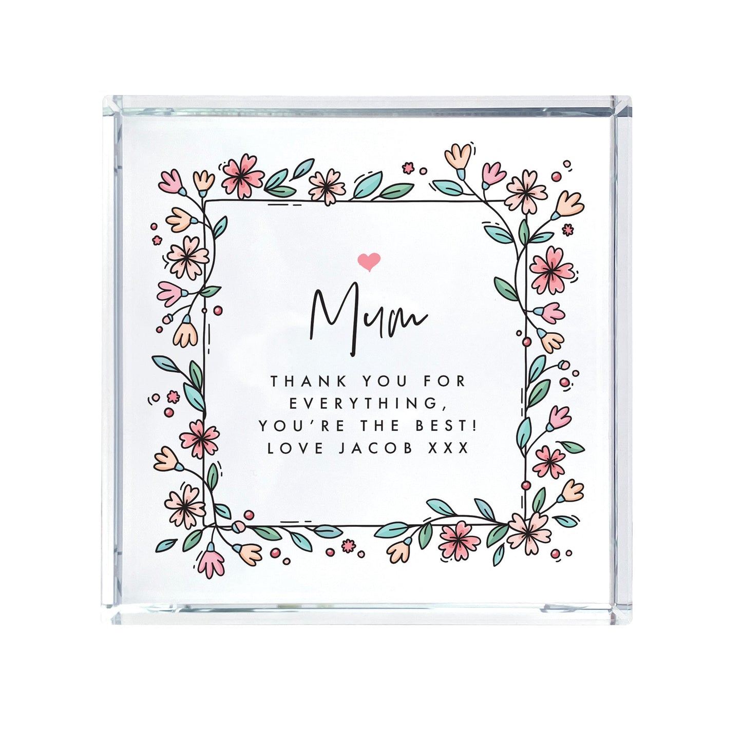 Personalised Any Message Flowers Crystal Token