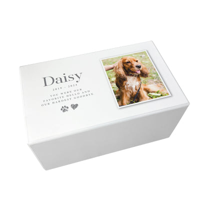 Personalised Heart & Paw Print Photo Large Cremation Urn For Pets Ashes | 1.44 Litres