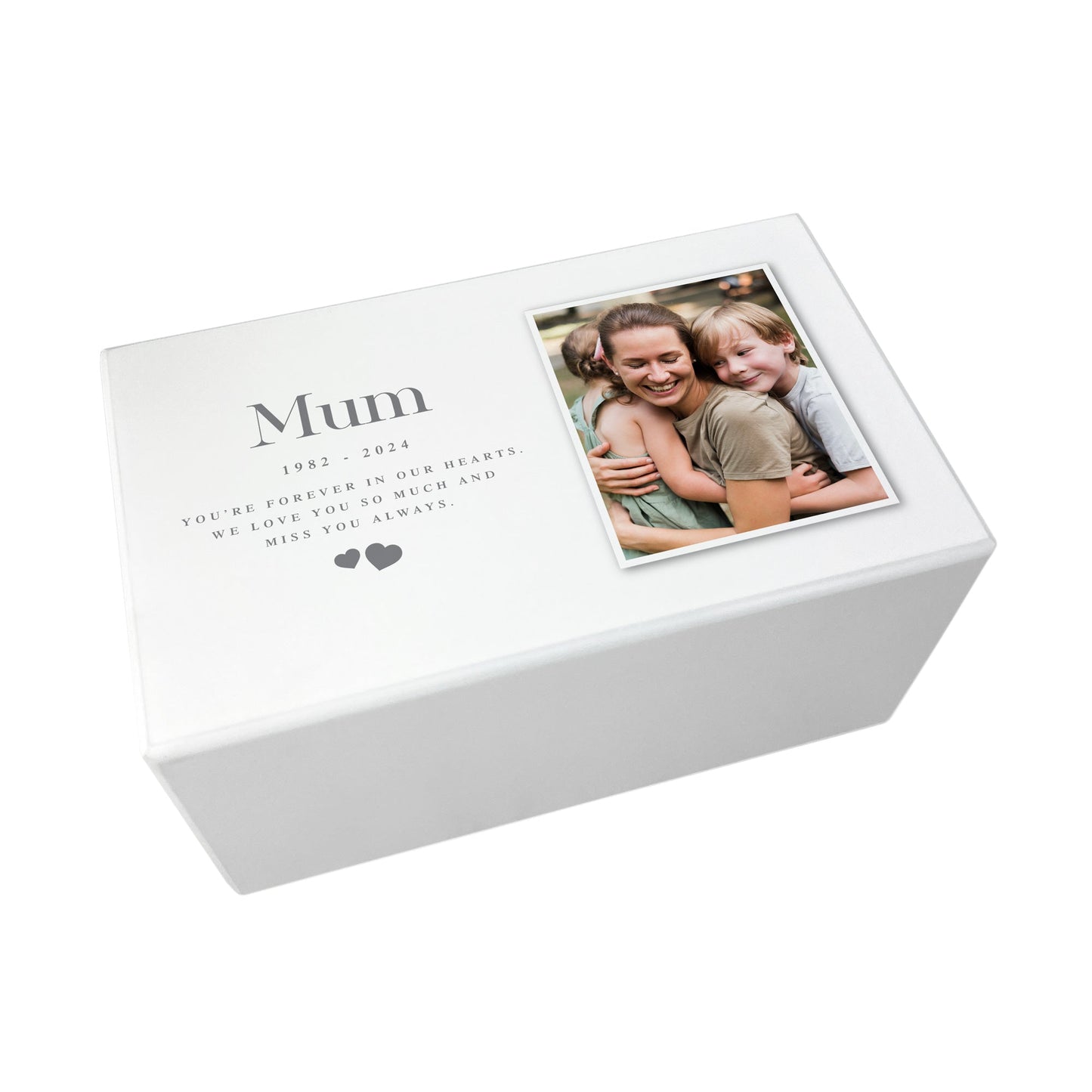 Personalised Hearts Photo Large Cremation Urn For Ashes | 1.44 Litres