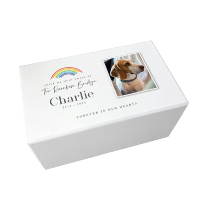 Personalised Until We Meet Again Rainbow Bridge Photo Large Cremation Urn For Pets Ashes | 1.44 Litres