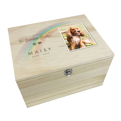 Personalised Soft Rainbow Bridge Photo Pet Keepsake Box - 5 Sizes (16cm | 20cm | 26cm | 30cm | 36cm)