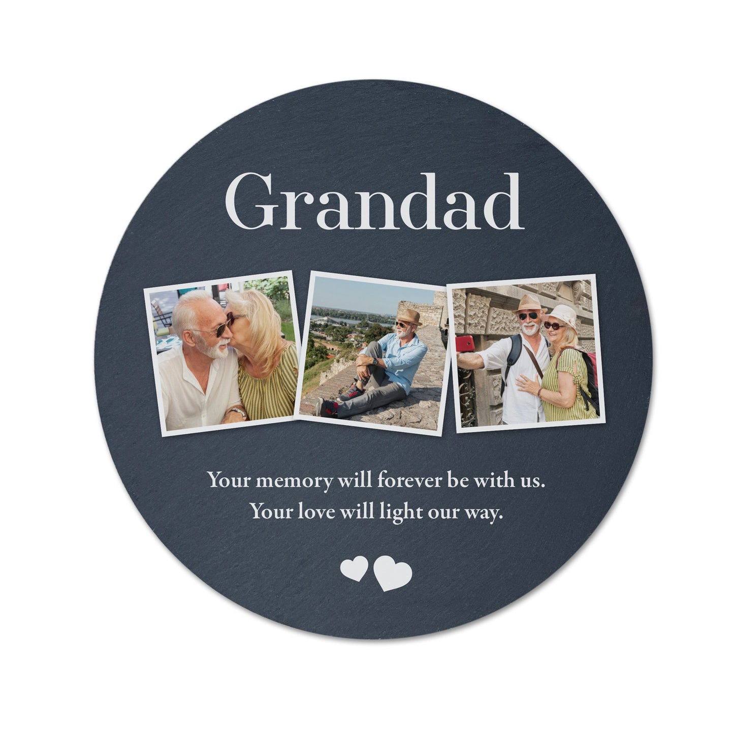 Personalised Photo Memorial Slate Circular Grave Marker