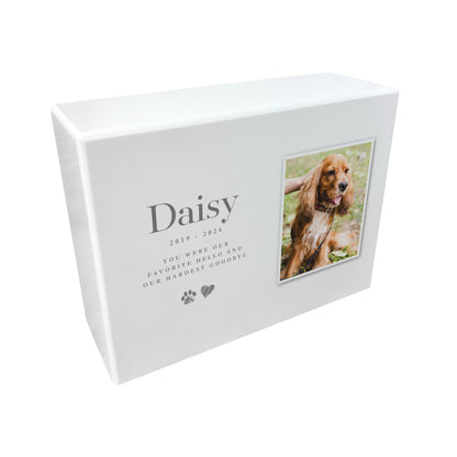 Personalised Heart & Paw Print Photo Cremation Urn For Pets Ashes | 1.09 Litres