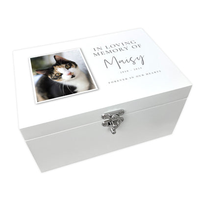 Personalised White Wooden"In Loving Memory Of" Pet Photo Memorial Keepsake Box - 3 Sizes (22cm | 27cm | 30cm)