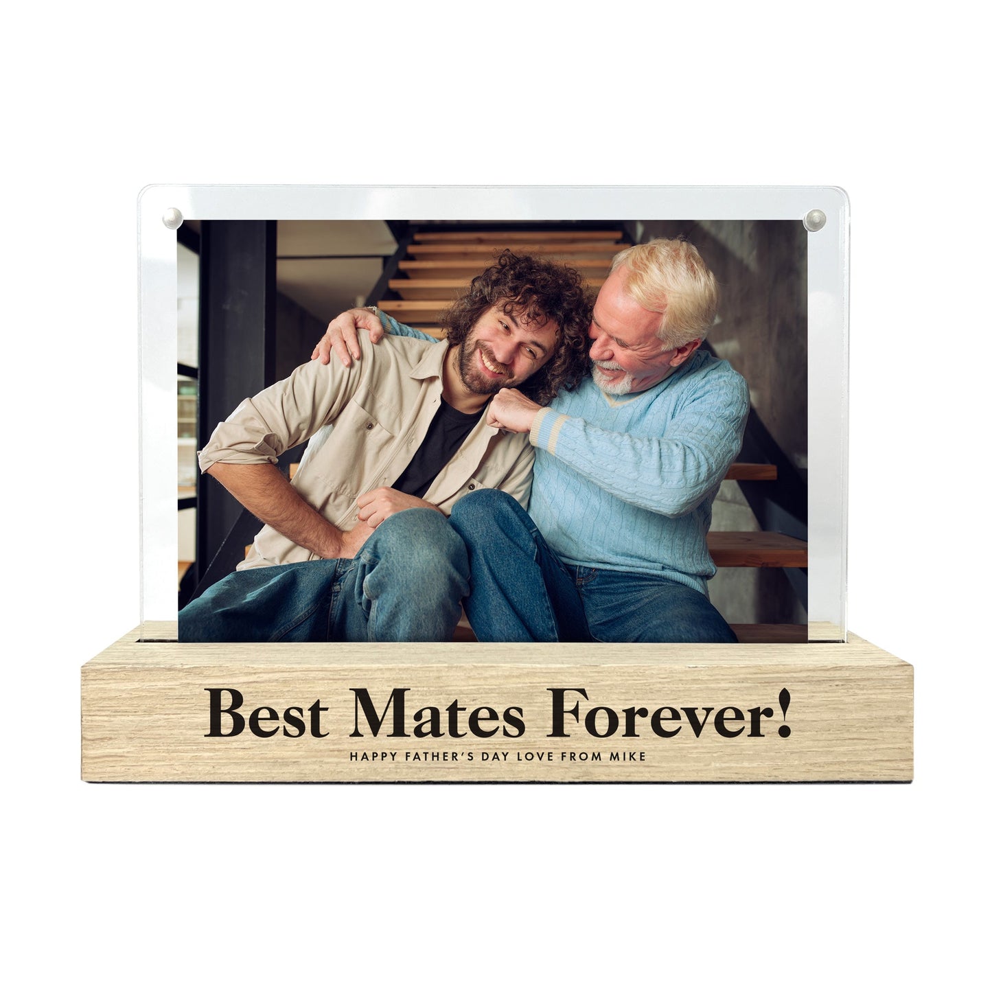 Personalised Any Message Bold Text Wooden Base 6x4" Photo Frame