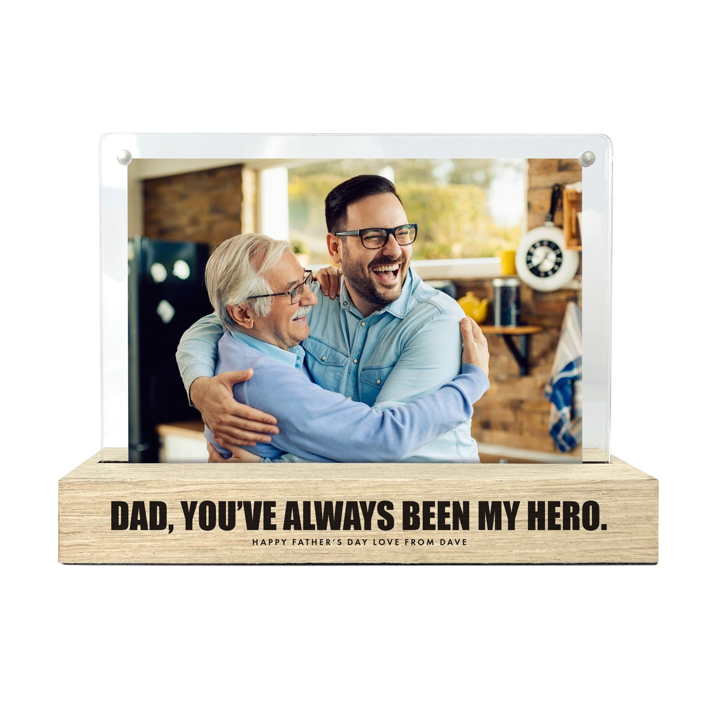 Personalised Any Message Bold Text Wooden Base 6x4" Photo Frame