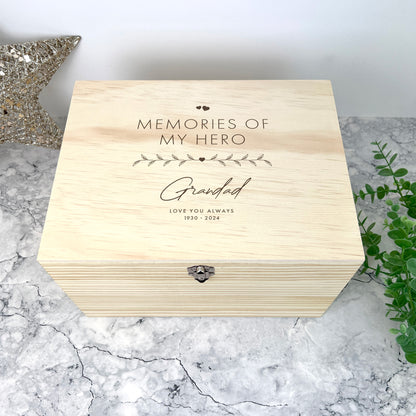 Personalised Pine Wooden Any Message Keepsake Memory Box - 5 Sizes (16cm | 20cm | 26cm | 30cm | 36cm)