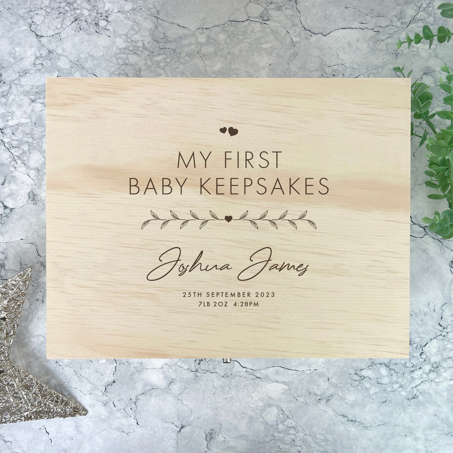 Personalised Pine Wooden Any Message Keepsake Memory Box - 5 Sizes (16cm | 20cm | 26cm | 30cm | 36cm)