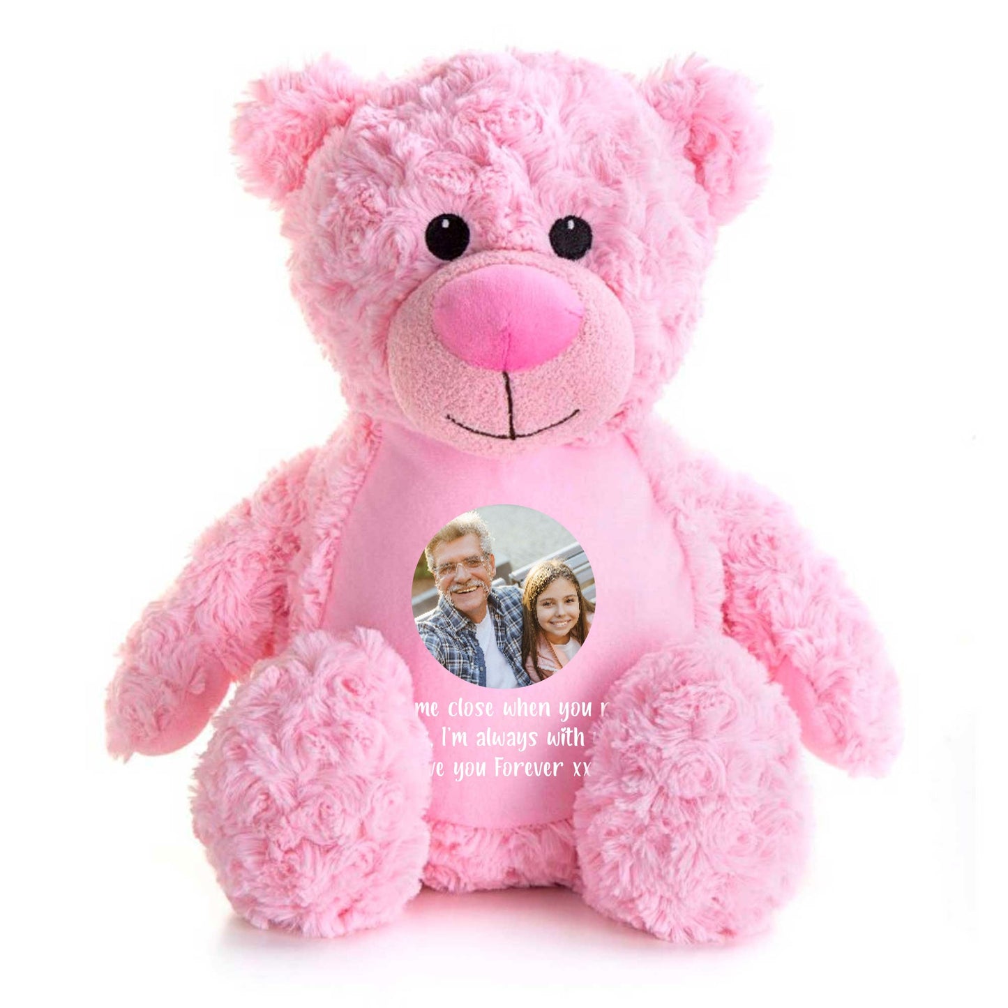 Personalised Photo Comfort Keepsake Memory Bear - Pink