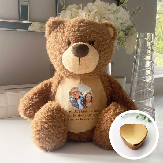 Personalised Photo Ashes Keepsake Memory Bear - Brown