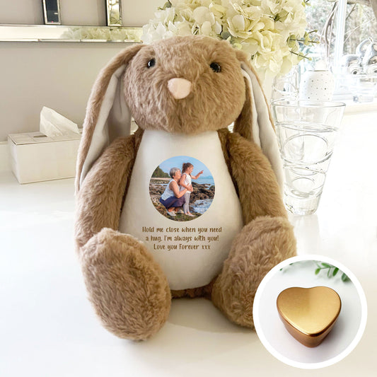 Personalised Photo Ashes Keepsake Memory Bunny - Brown