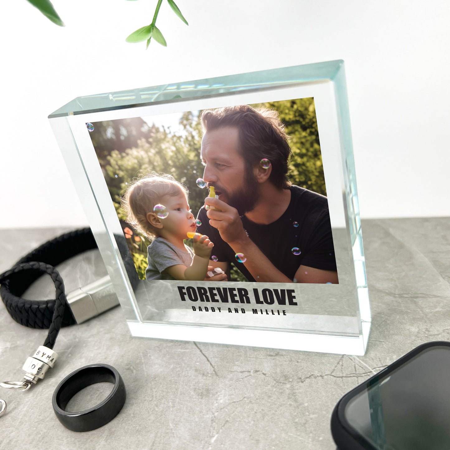 Personalised Any Message Bold Text Photo Crystal Token