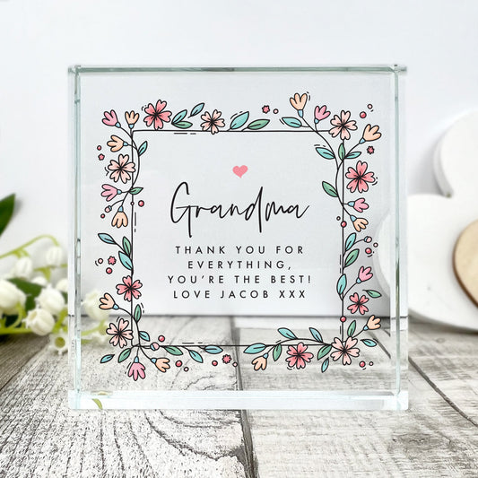 Personalised Any Message Flowers Crystal Token