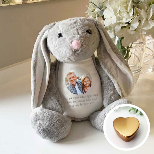 Personalised Photo Ashes Keepsake Memory Bunny - Grey