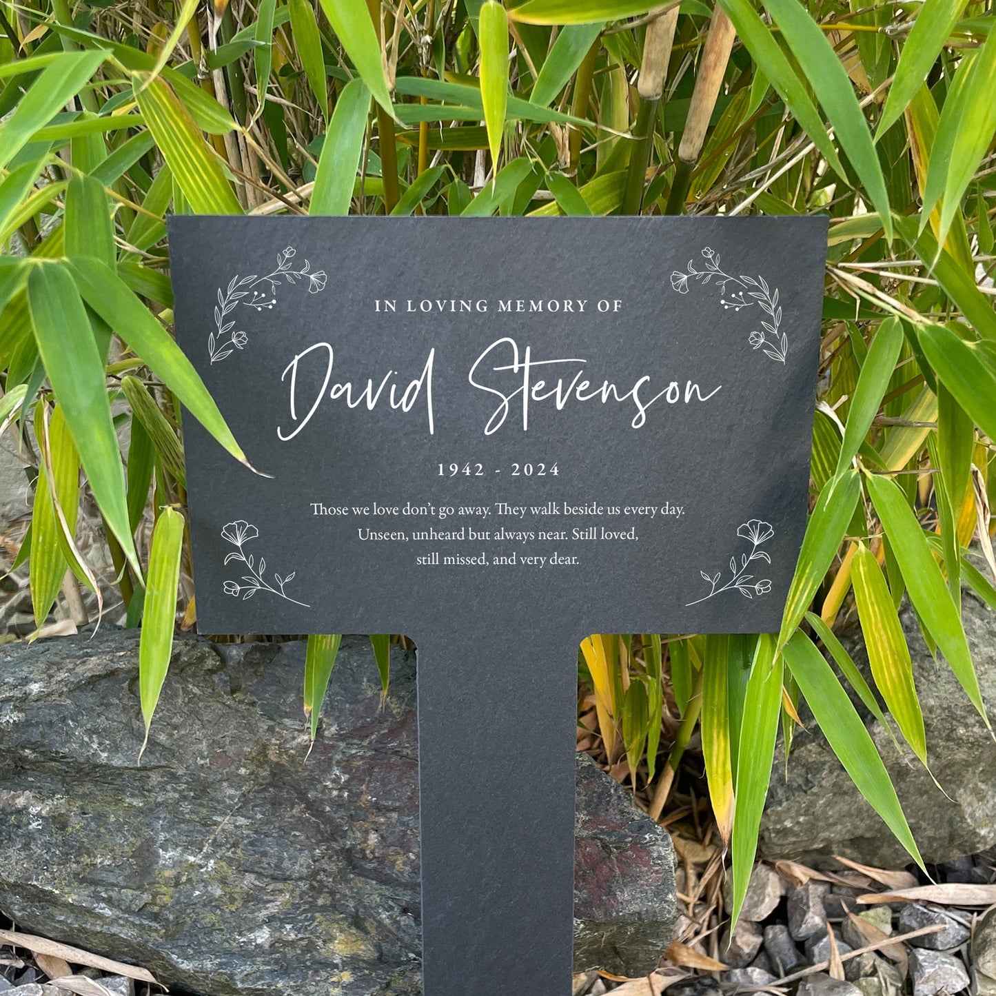 Personalised Large Wreath Memorial Slate Plant Marker