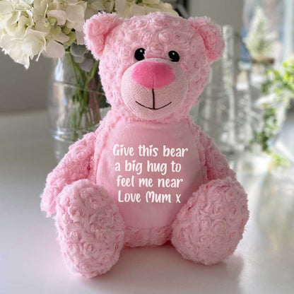 Personalised Message 'Comfort Bear' - grey, pink, blue or cream