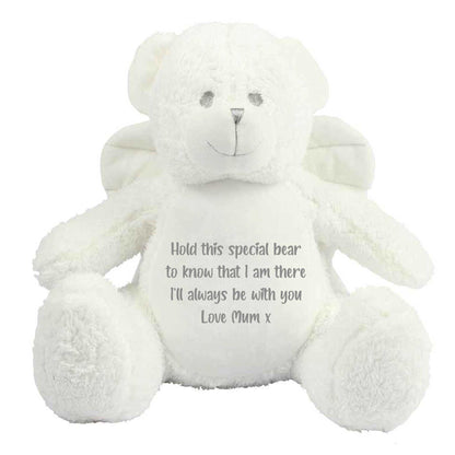 Personalised Angel Wings Record-A-Voice Keepsake Memory Bear - White