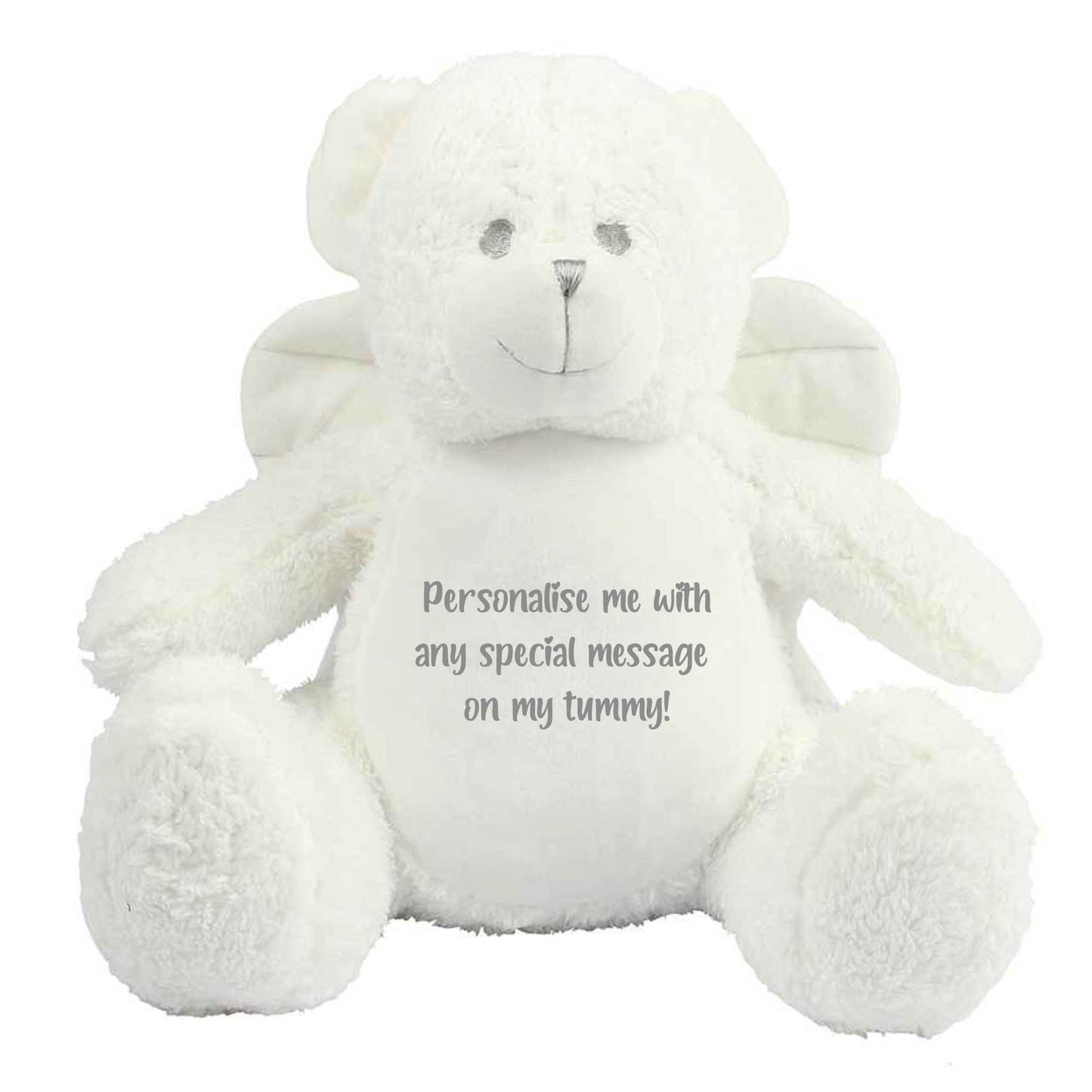 Personalised Angel Wings Record-A-Voice Keepsake Memory Bear - White