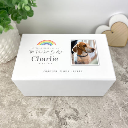 Personalised Until We Meet Again Rainbow Bridge Photo Large Cremation Urn For Pets Ashes | 1.44 Litres