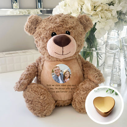 Personalised Photo Ashes Keepsake Memory Bear - Light Brown