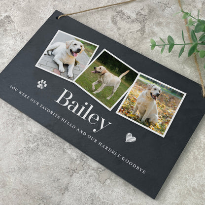 Personalised Pet Photo Slate Hanging Plaque 25 x 15cm