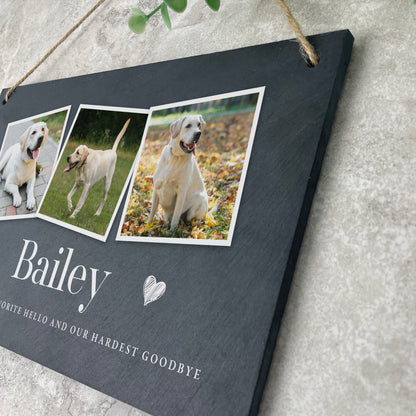 Personalised Pet Photo Slate Hanging Plaque 25 x 15cm