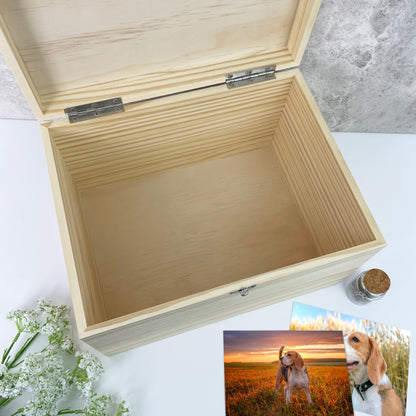 Personalised Pine Wooden Pet Name Memorial Memory Box - 5 Sizes (16cm | 20cm | 26cm | 30cm | 36cm)