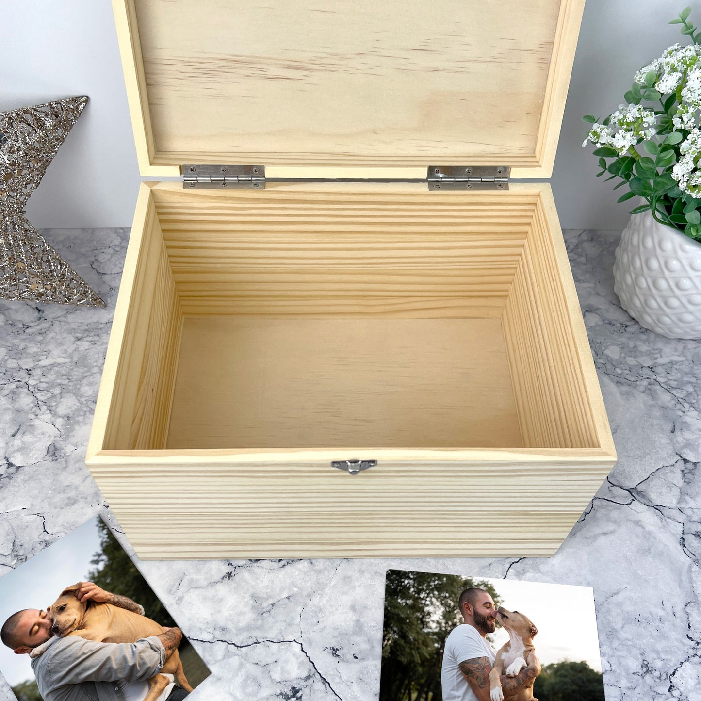 Personalised Sketch Photo Pet Memorial Keepsake Box - 5 Sizes (16cm | 20cm | 26cm | 30cm | 36cm)