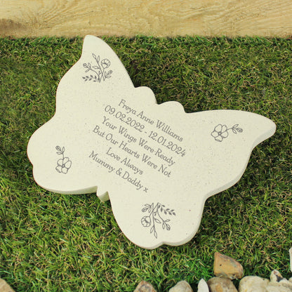 Personalised Floral Memorial Butterfly Grave Marker - Free text