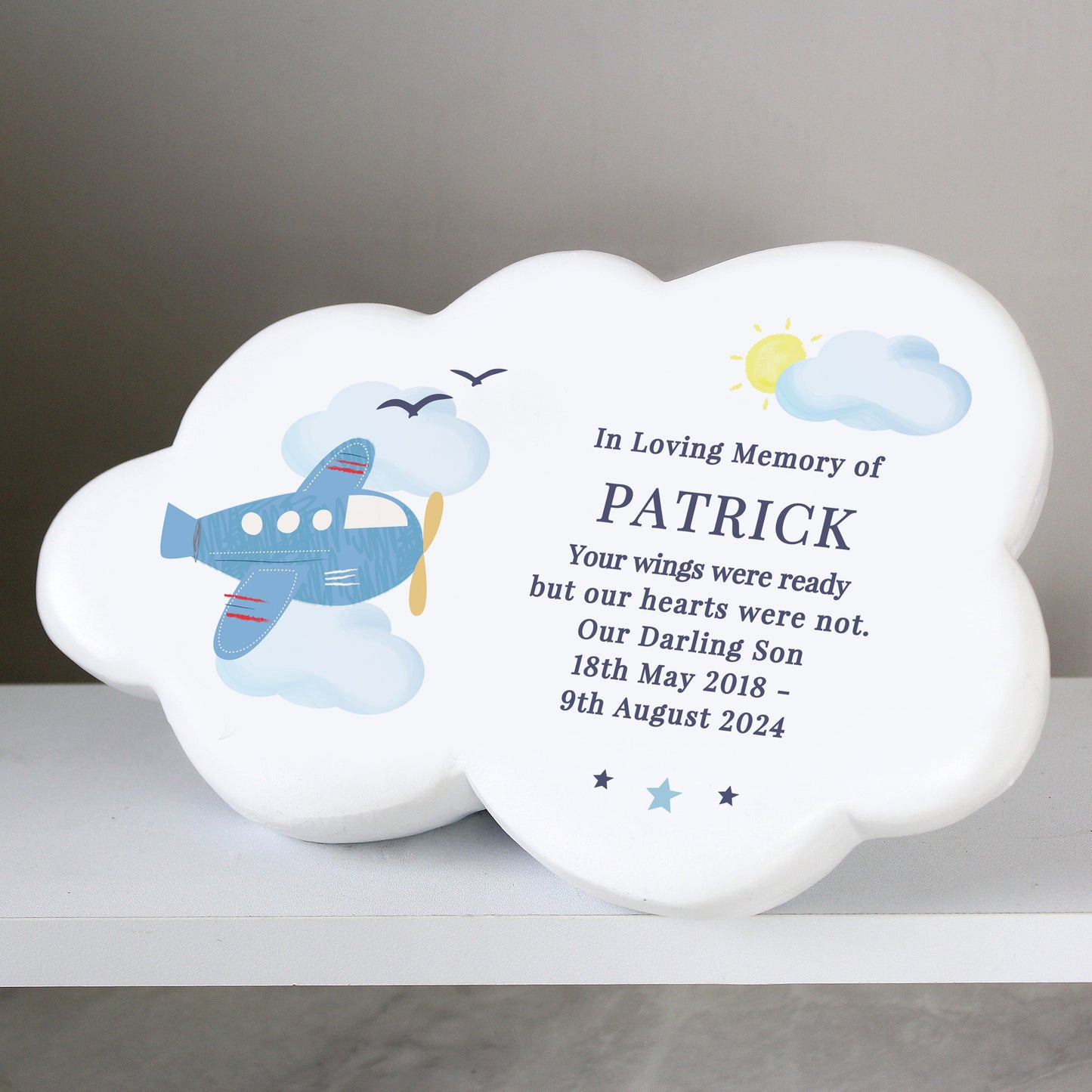 Personalised Plane Resin Memorial Cloud