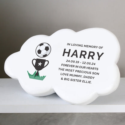 Personalised Football with Trophy Resin Memorial Cloud