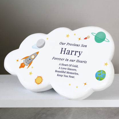 Personalised Space Rocket Resin Memorial Cloud