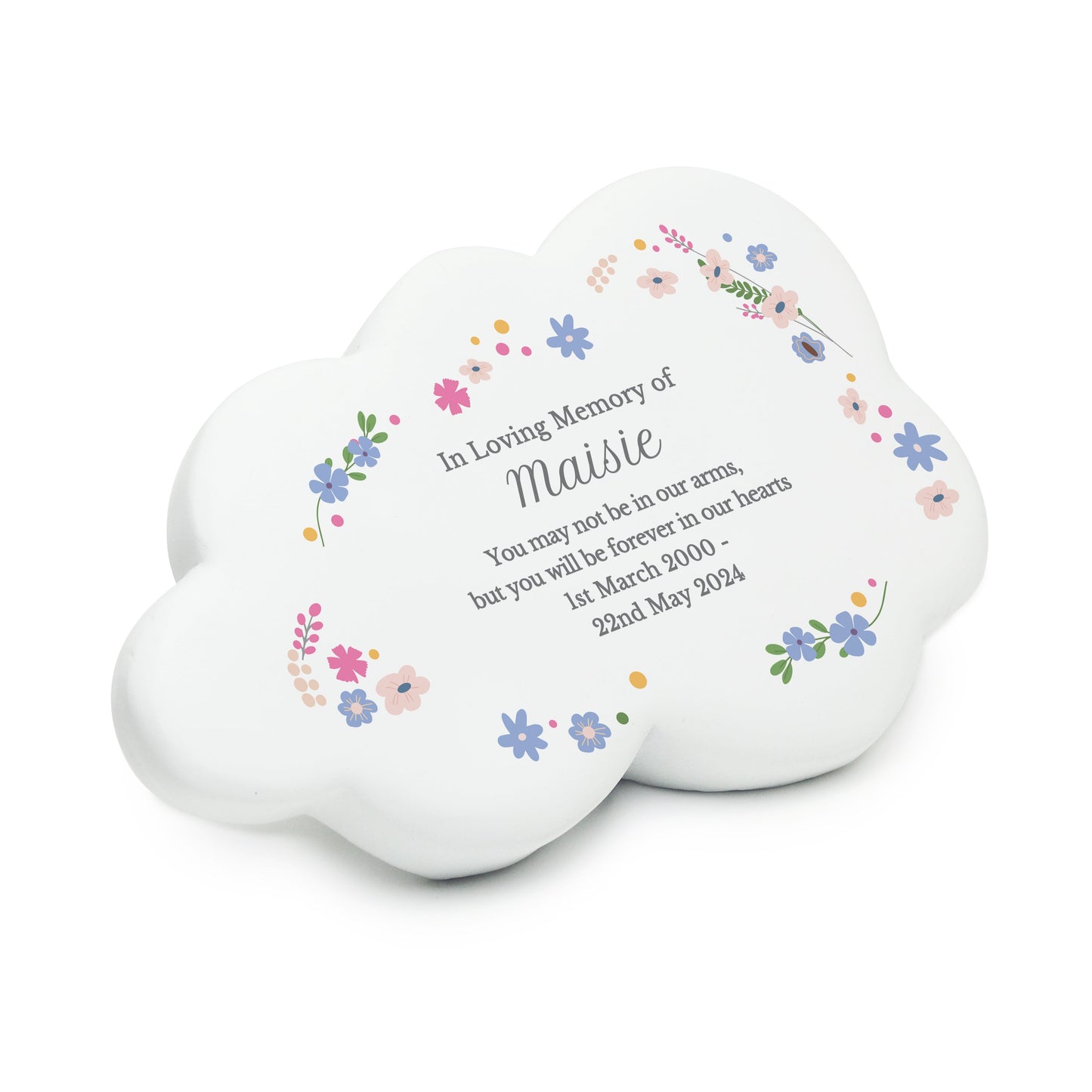 Personalised Floral Resin Memorial Cloud