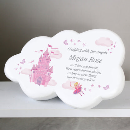 Personalised Pink Fairy Castle Resin Memorial Cloud