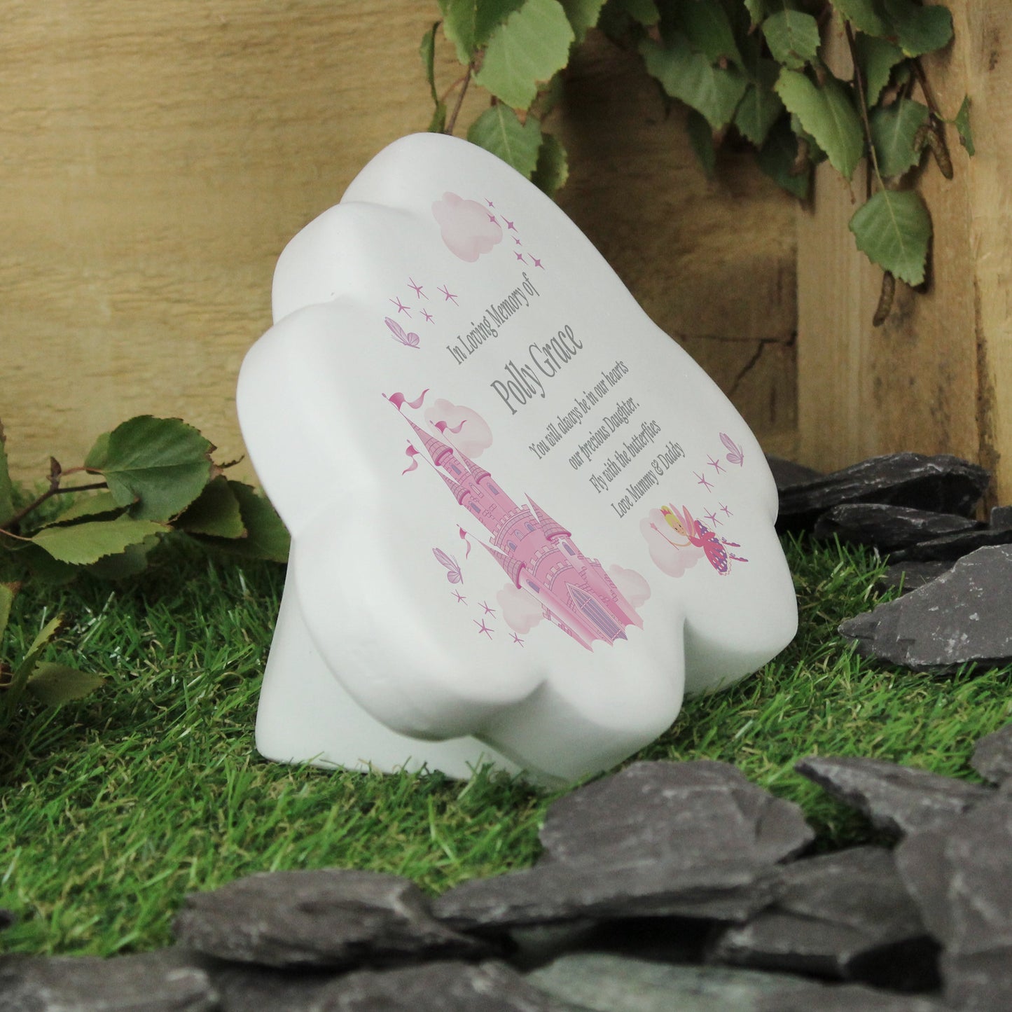 Personalised Pink Fairy Castle Resin Memorial Cloud