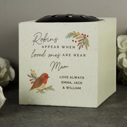 Personalised Robins Appear Memorial Vase