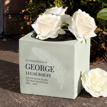 Personalised Feather Memorial Vase