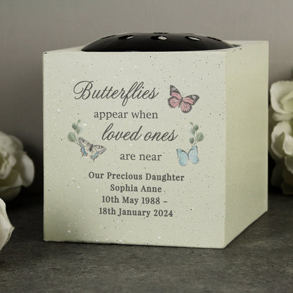 Personalised Colourful Butterflies Appear Memorial Vase