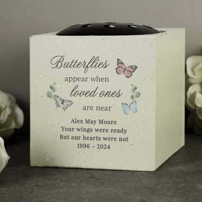 Personalised Colourful Butterflies Appear Memorial Vase