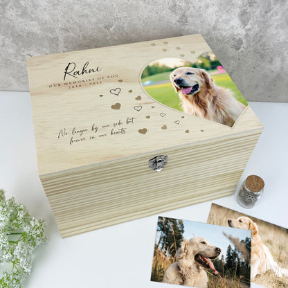 Personalised Large Wooden Pet Memorial Photo Memory Box - 5 Sizes (16cm | 20cm | 26cm | 30cm | 36cm)