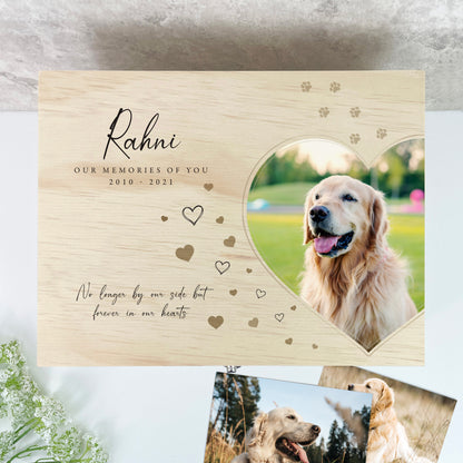 Personalised Large Wooden Pet Memorial Photo Memory Box - 5 Sizes (16cm | 20cm | 26cm | 30cm | 36cm)