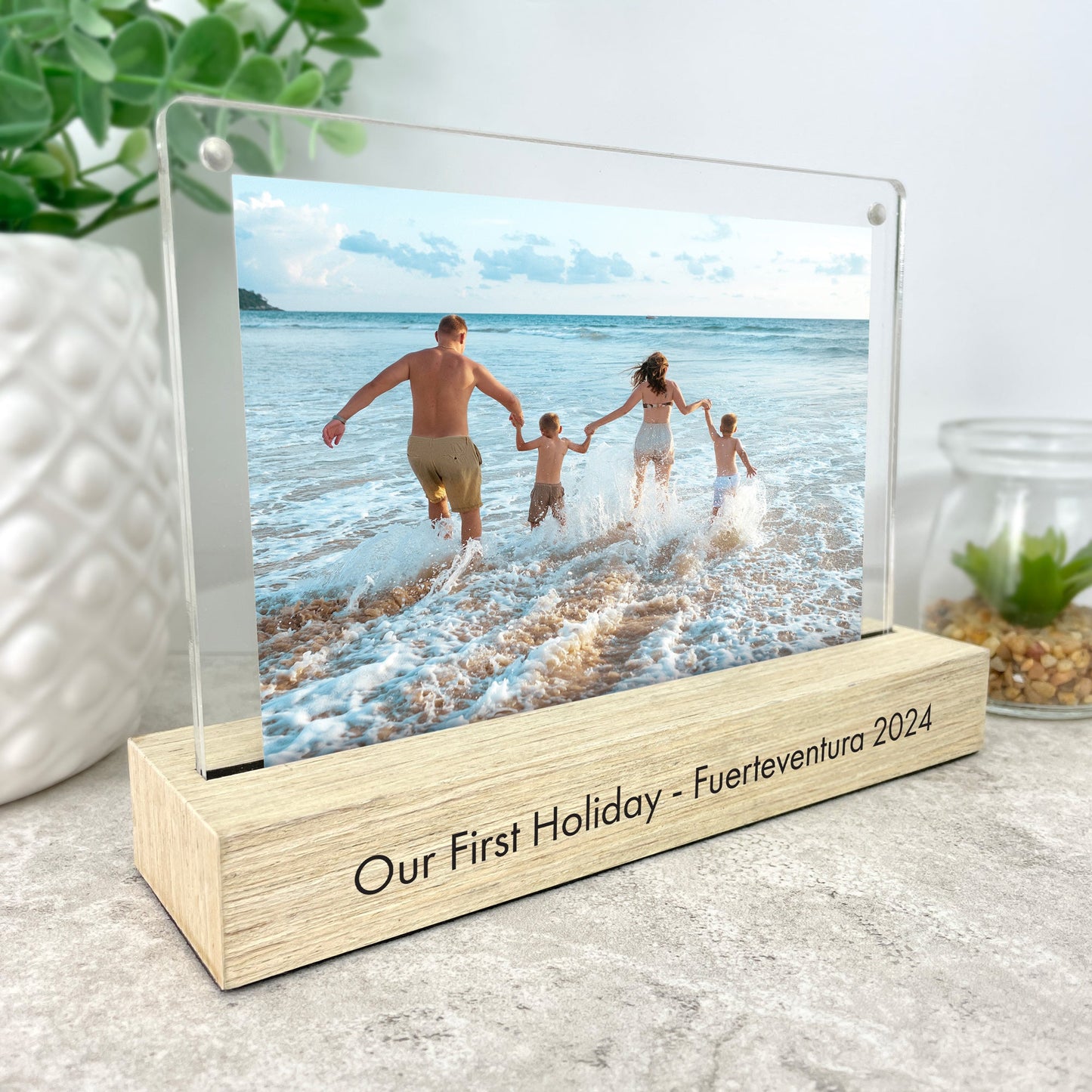 Personalised Any Custom Text Wooden Base 6x4" Photo Frame